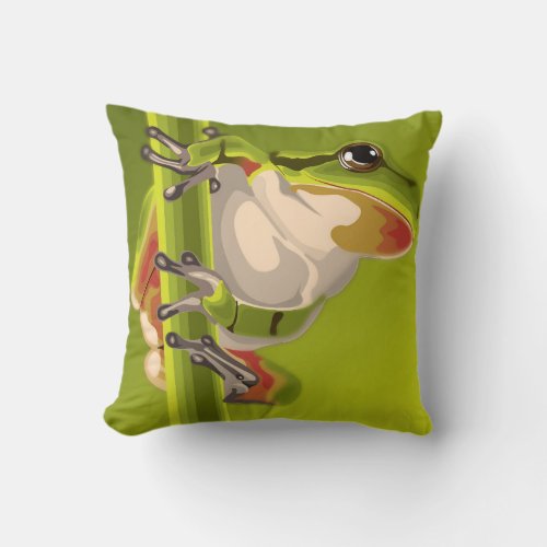 Amazon Green Tree Frog Throw Pillow