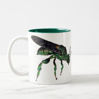 Green Orchid Bee (Euglossini) Two-Tone Coffee Mug