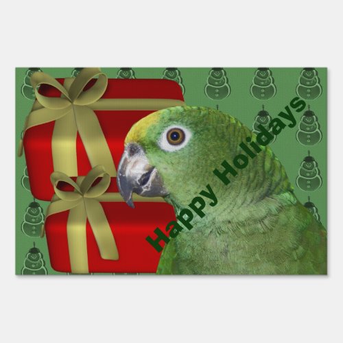 Amazon Parrot Cute Christmas Holiday Yard Sign
