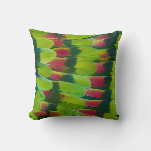 Amazon Parrot Green Feather Design Throw Pillow (Front)