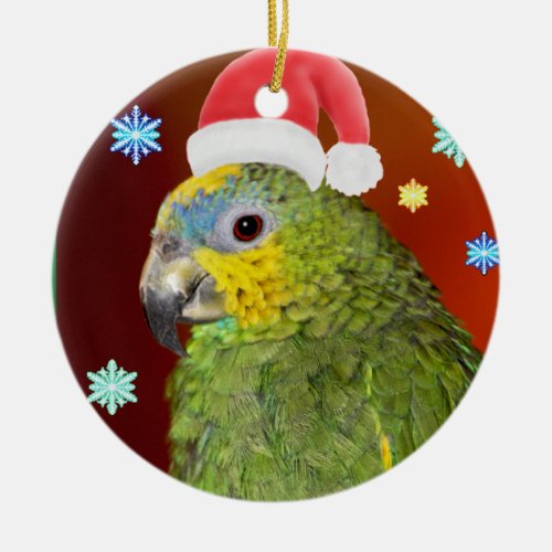 Amazon Parrot Santa Ornament