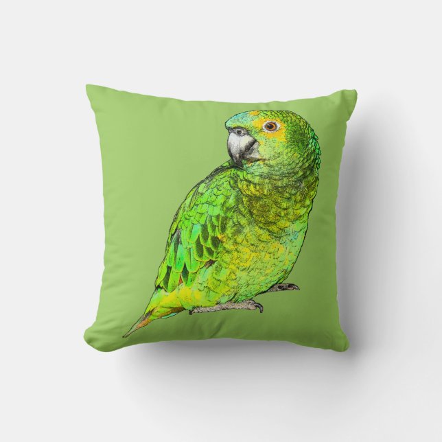 Amazon Parrot Throw Pillow (Front)