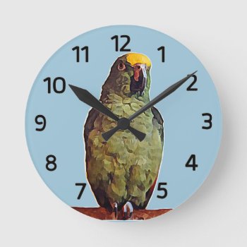 Amazon Parrot Wall Clock by PawsForaMoment at Zazzle