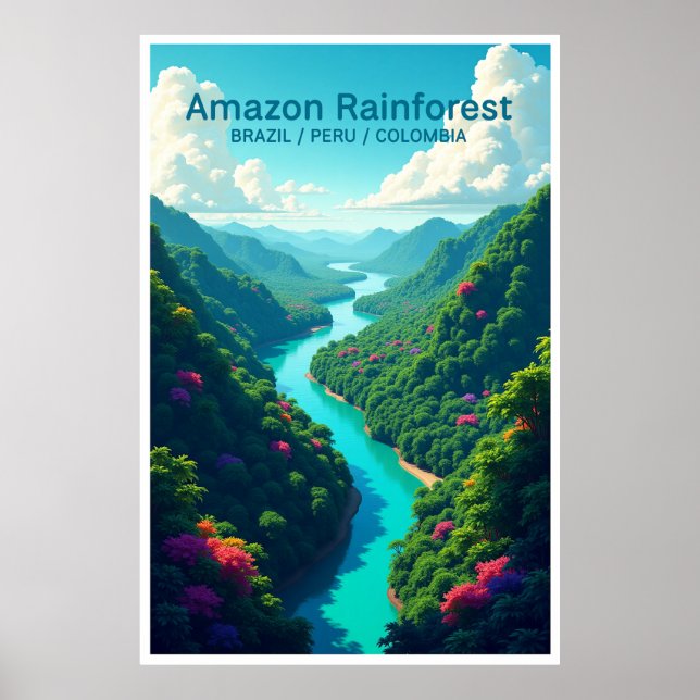 Amazon Rainforest Poster Brazil Peru Colombia (Front)