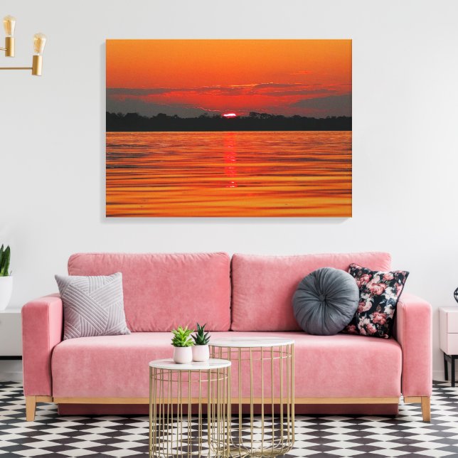 Amazon River Sunset Stretch Canvas Print (Insitu(LivingRoom))