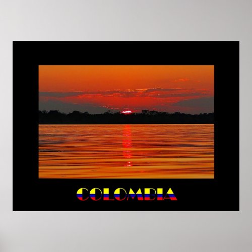 Amazon River Sunset Travel Poster