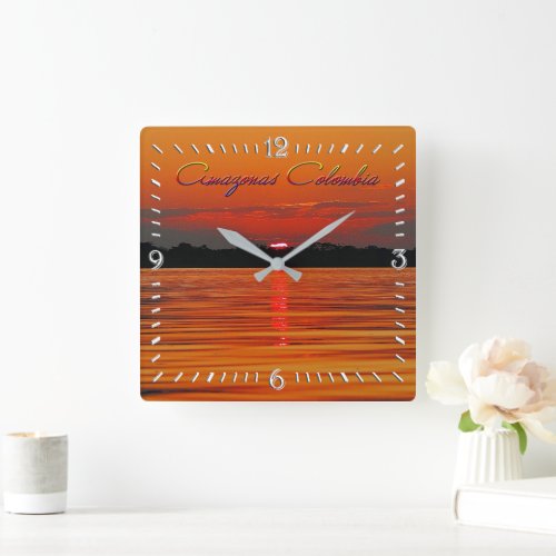 Amazon River Sunset Wall Clock