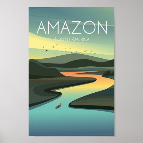 Amazon river vintage  travel poster