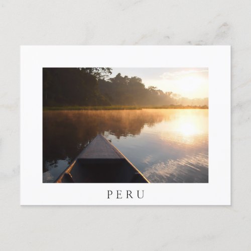Amazon sunrise Peru white text postcard