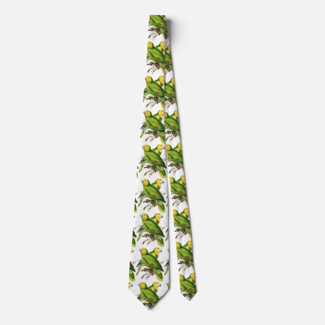 Amazona Parrots -  vintage birds Neck Tie (Front)