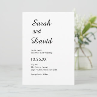 Amazone Font classic chic black and white wedding Invitation