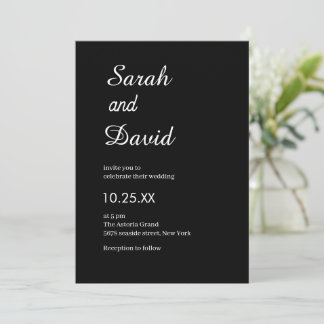 Amazone Font Neutral chic black and white wedding Invitation