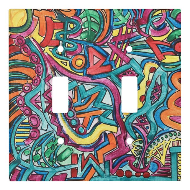 Amazonia-Hand Painted Abstract Art Light Switch Cover (Front)