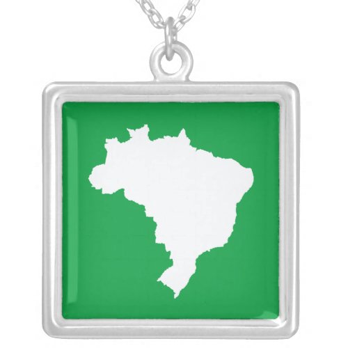 Amazonian Green Festive Brazil at Emporio Moffa Silver Plated Necklace