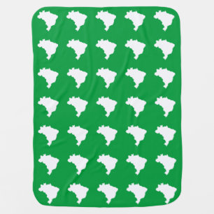 Amazonian Green Festive Brazil Map Print Baby Blanket