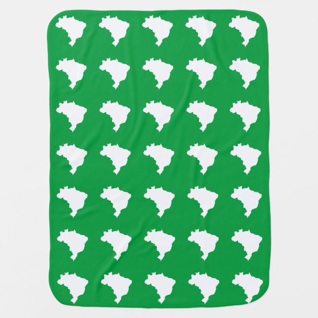 Amazonian Green Festive Brazil Map Print Baby Blanket (Front)