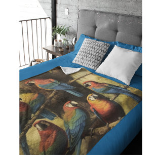 Amazonian Macaw Sanctuary Deep Verdant Wilderness Fleece Blanket