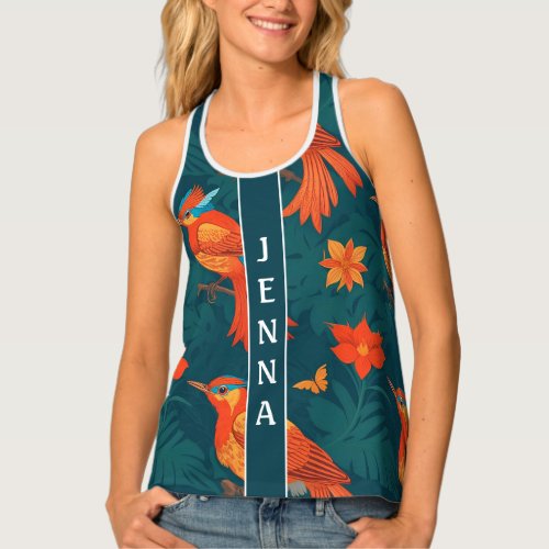 Amazonian Royal Flycatcher Retro Colourful Pattern Tank Top