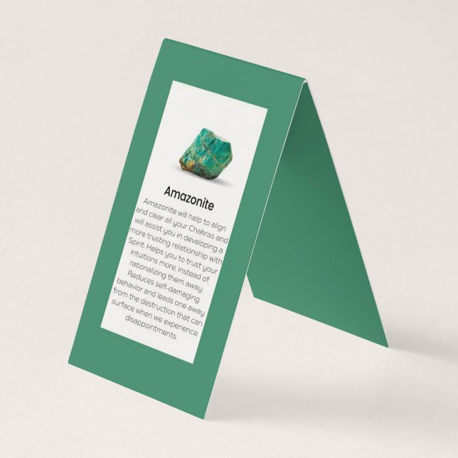 Amazonite Crystal Meaning Gemstone Jeweler Business Card (Back)