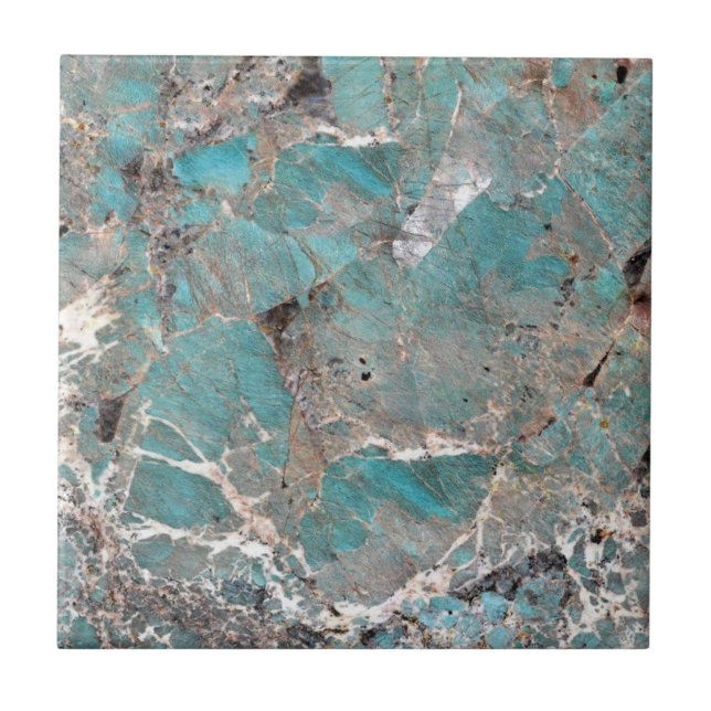 Amazonite Quartz Crystal Gemstone Print Ceramic Tile (Front)