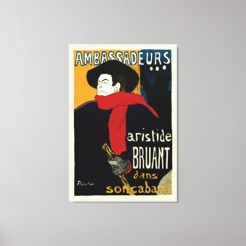 Ambassadeurs Artistide Bruant by Toulouse Lautrec Canvas Print