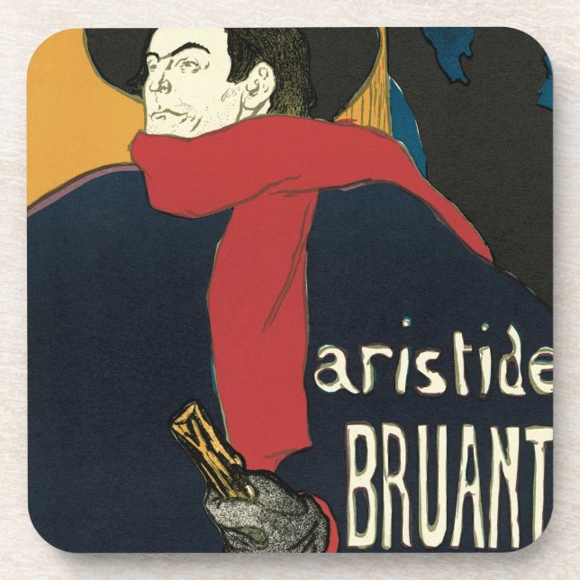 Ambassadeurs, Artistide Bruant by Toulouse Lautrec Drink Coaster (Front)
