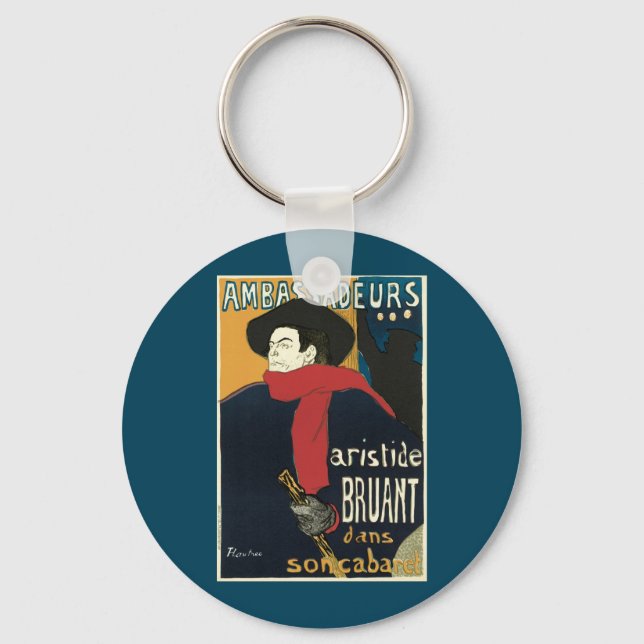 Ambassadeurs, Artistide Bruant by Toulouse Lautrec Keychain (Front)