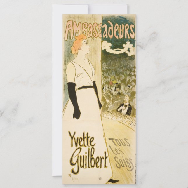 Ambassadeurs Yvette Guilbert by Steinlen Birthday Invitation (Front)