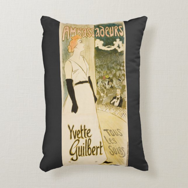 Ambassadeurs Yvette Guilbert by Theophile Steinlen Accent Pillow (Front(Vertical))