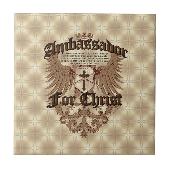Ambassador For Christ, Corinthians Bible Verse Ceramic Tile (Front)