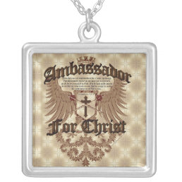 Ambassador For Christ, Corinthians Bible Verse Silver Plated Necklace