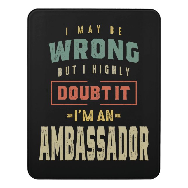 Ambassador Job Title Gift Door Sign (Contemporary Vert)