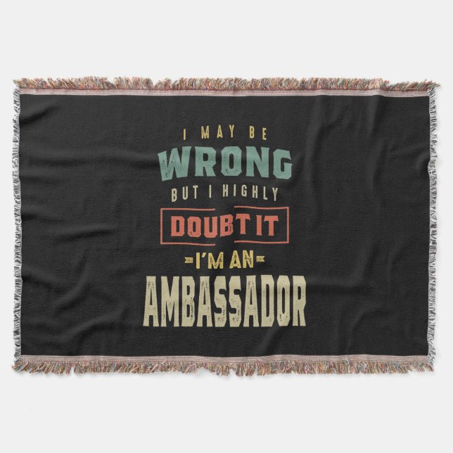 Ambassador Job Title Gift Throw Blanket (Front)
