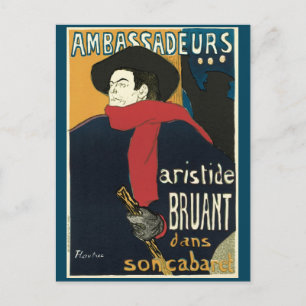 Ambassadors, Artistide Bruant by Toulouse Lautrec Postcard