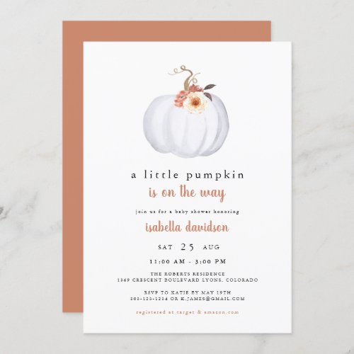 Amber _ A Little Pumpkin Rustic Fall Baby Shower Invitation