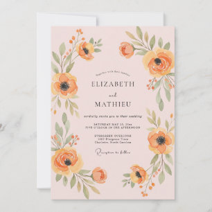 Amber Apricot Poppy Wedding Invitation