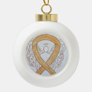 Amber Awareness Ribbon Guardian Angel Ornaments