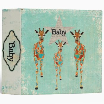 Amber & Azure Giraffes Baby Book Binder by Greyszoo at Zazzle
