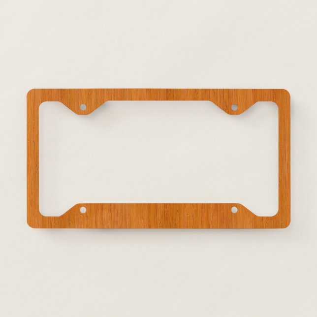 Amber Bamboo Wood Grain Look License Plate Frame (Front)