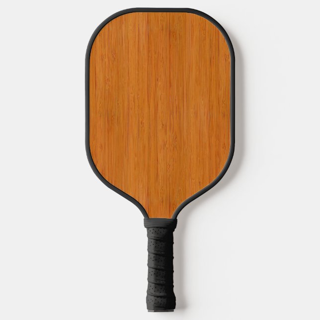 Amber Bamboo Wood Grain Look Pickleball Paddle (Front)