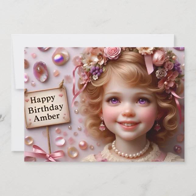 AMBER ~ Birthday Invitation ~ Customizable ~ (Front)