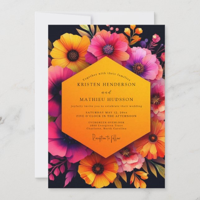 Amber Bloom Autumn Wedding Invitation (Front)