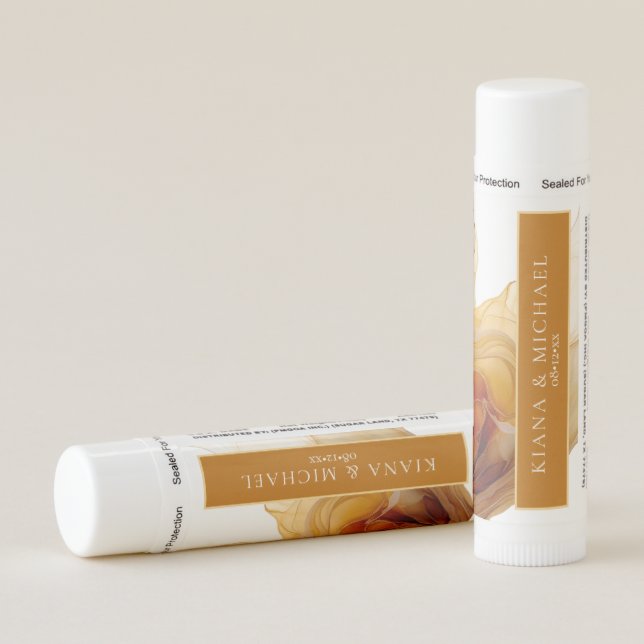 Amber Brandy Abstract Ink Wedding Favors ID1089 Lip Balm (Rotated Right)