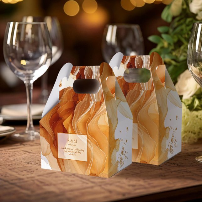 Amber Brandy Abstract Ink Wedding ID1089 Favor Boxes (Creator Uploaded)