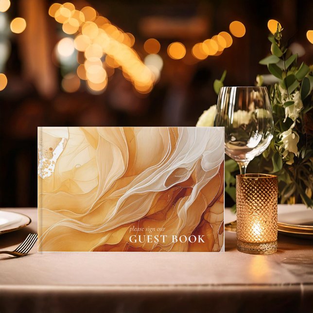 Amber Brandy Abstract Ink Wedding ID1089 Guest Book (Creator Uploaded)