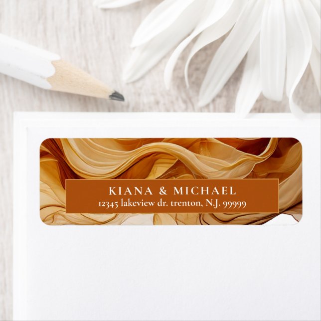 Amber Brandy Abstract Ink Wedding ID1089 Label (Insitu)