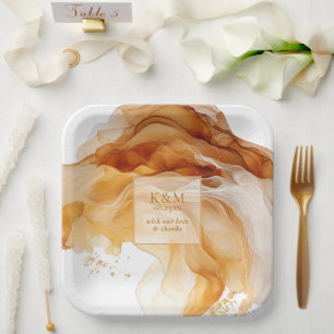 Amber Brandy Abstract Ink Wedding ID1089 Paper Plates