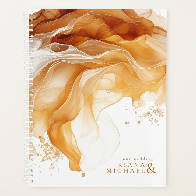 Amber Brandy Abstract Ink Wedding ID1089 Planner (Front)