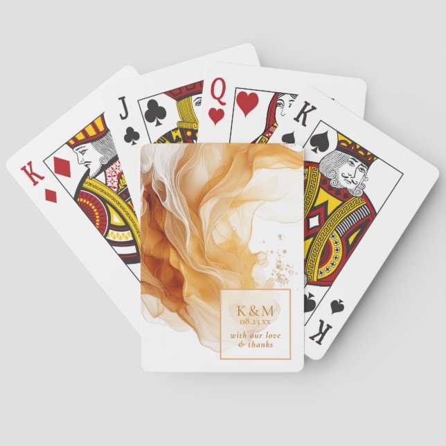Amber Brandy Abstract Ink Wedding ID1089 Poker Cards (Back)