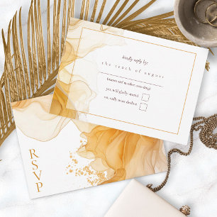 Amber Brandy Abstract Ink Wedding ID1089 RSVP Card
